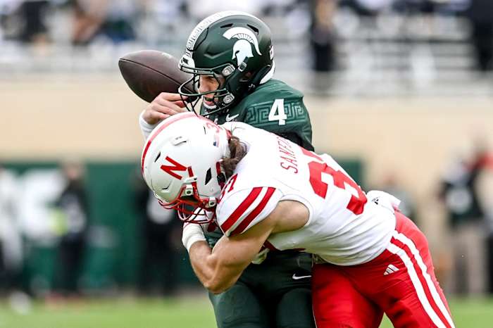 Phalen Sanford pass breakup 2023 Nebraska vs Michigan State football USATSI_21816578